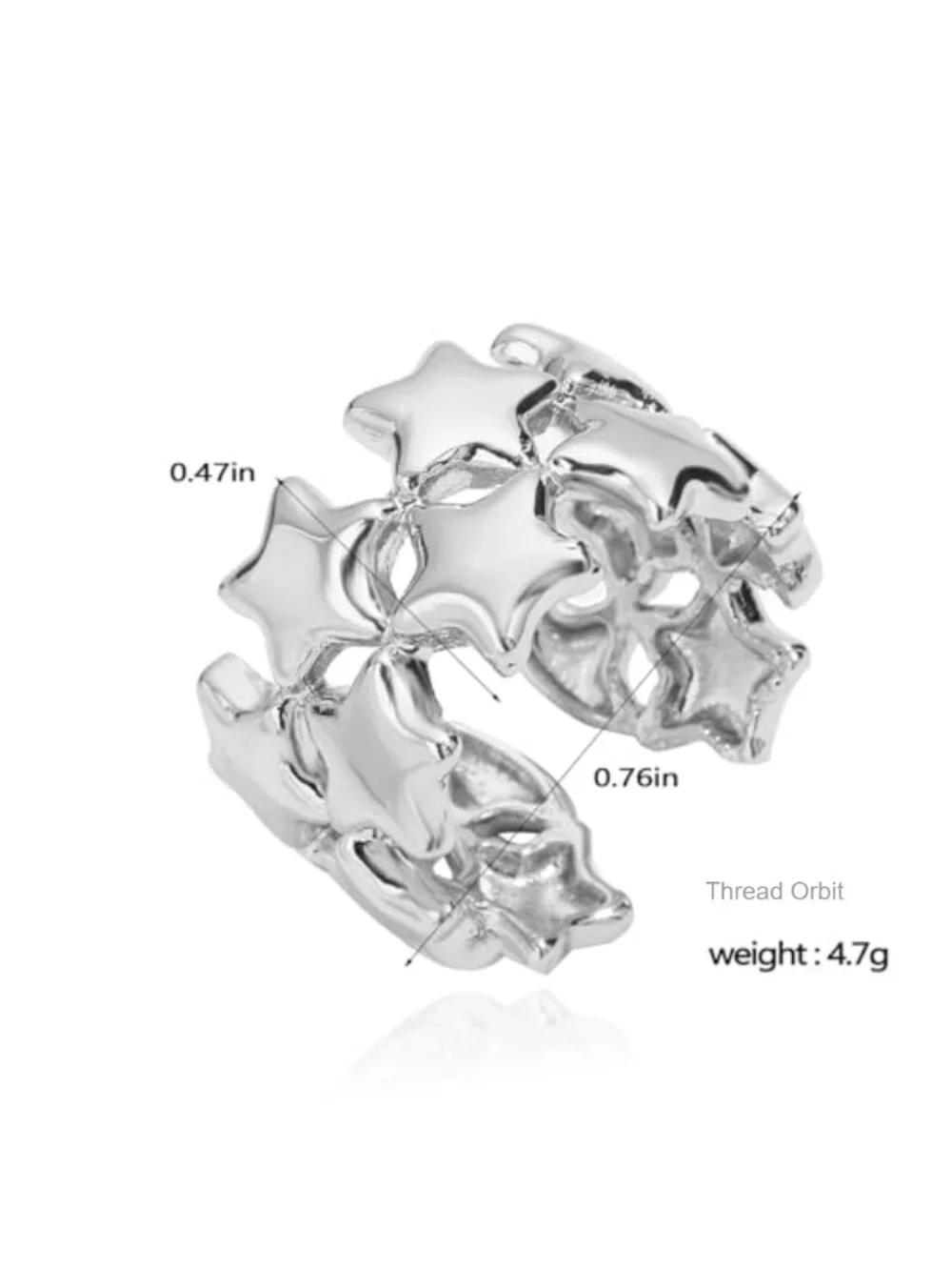 Chunky Vintage Star Open Ring - Gold & Silver Statement Ring - Y2K Trendy Ring